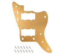 Banworks CNC Processed Aluminum Vintage 60s 1-Ply Jazzmaster Pickguard | JM Pickguard 13-Hole Straight Edge Guitar Pickguard Scratch Plate for Fender Ultra Jazzmaster JM Guitars JT/HB-14 Golden