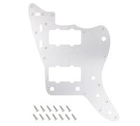 Banworks CNC Processed Aluminum Vintage 60s 1-Ply Jazzmaster Pickguard | JM Pickguard 13-Hole Straight Edge Guitar Pickguard Scratch Plate for Fender Ultra Jazzmaster JM Guitars JT/HB-14 Silver