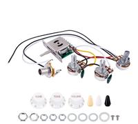 Banworks Electric Guitar Wiring Harness Kit 2 Tone 1 Volume Prewired 250K | 2T1V Mini Pots 5-Way Blade Switch 6.35mm Output Jack for Fender/Squier Stratocaster Strat ST Electric Guitars JT/DLZC-02