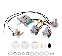 Banworks Electric Guitar Wiring Harness Kit 2 Tone 1 Volume Prewired 5-Way Blade Switch 500K 2T1V Mini Pots with 6.35mm Output Jack for Fender/Squier Stratocaster Strat ST Electric Guitars JT/DLZC-02
