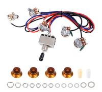 Banworks Electric Guitar Wiring Harness Kit 2 Tone 2 Volume Prewired 3-Way Enclosed Toggle Switch 500K 2T2V Mini Pots with 6.35mm Output Jack for Gibson/Epiphone Les Paul LP SG Guitars JT/DLZC-04