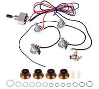 Banworks Electric Guitar Wiring Harness Kit 2 Tone 2 Volume Prewired 500K | 2T2V Mini Pots 3-Way Enclosed Toggle Switch with 6.35mm Output Jack for Gibson/Epiphone Les Paul LP SG Guitars JT/DLZC-04