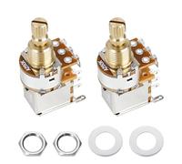 Banworks Full Brass 3/8" Thread Guitar Push Push Pots A250K 18-Spline Pots | 15mm Length Split Shaft Imperial Audio Taper Potentiometers for Fender Strat/Tele Gibson Les Paul LP/SG PRS 2Pcs JT/XNQ-06
