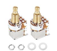 Banworks Full Brass 3/8" Thread Guitar Push Push Pots A250K 18-Spline Pots | 18mm Length Split Shaft Imperial Audio Taper Potentiometers for Fender Strat/Tele Gibson Les Paul LP/SG PRS 2Pcs JT/XNQ-07