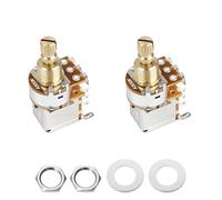 Banworks Full Brass 3/8" Thread Guitar Push Push Pots A500K 18-Spline Pots | 15mm Length Split Shaft Imperial Audio Taper Potentiometers for Fender Strat/Tele Gibson Les Paul LP/SG PRS 2Pcs JT/XNQ-06