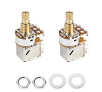 Banworks Full Brass 3/8" Thread Guitar Push Push Pots B250K 18-Spline Pots | 15mm Length Split Shaft Imperial Linear Taper Potentiometers for Fender Strat/Tele Gibson Les Paul LP/SG PRS 2Pcs JT/XNQ-06