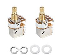 Banworks Full Brass 3/8" Thread Guitar Push Push Pots B500K 18-Spline Pots | 15mm Length Split Shaft Imperial Linear Taper Potentiometers for Fender Strat/Tele Gibson Les Paul LP/SG PRS 2Pcs JT/XNQ-06