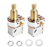 Banworks Full Brass A250K Imperial 3/8" Thread Push Pull Guitar Pots 18-Spline Split Long Shaft (18mm Length) Audio Taper Potentiometers for Fender Strat/Tele Gibson Les Paul LP/SG PRS 2Pcs JT/XNQ-28