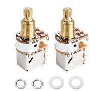 Banworks Full Brass A500K Imperial 3/8" Thread Push Pull Guitar Pots 18-Spline Split Long Shaft (18mm Length) Audio Taper Potentiometer for Fender Strat/Tele Gibson Les Paul LP/SG PRS 2Pcs JT/XNQ-28