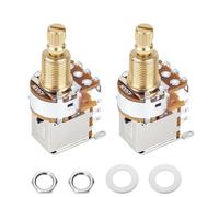 Banworks Full Brass A500K Imperial 3/8" Thread Push Push Guitar Pots 18-Spline Split Long Shaft (18mm Length) Audio Taper Potentiometer for Fender Strat/Tele Gibson Les Paul LP/SG PRS 2Pcs JT/XNQ-07