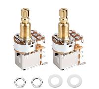 Banworks Full Brass A500K M8 Thread Push Push Guitar Pots Metric Sized 18-Spline Split Long Shaft (18mm Length) Audio Taper Potentiometers for Squier/Epiphone/Ibanez/ESP Guitars 2Pcs JT/XNQ-05