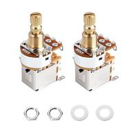 Banworks Full Brass A500K M8 Thread Push Push Guitar Pots Metric Sized 18-Spline Split Short Shaft (15mm Length) Audio Taper Potentiometers for Squier/Epiphone/Ibanez/ESP Guitars 2Pcs JT/XNQ-04