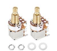 Banworks Full Brass B250K Imperial 3/8" Thread Push Push Guitar Pots 18-Spline Split Long Shaft (18mm Length) Linear Taper Potentiometer for Fender Strat/Tele Gibson Les Paul LP/SG PRS 2Pcs JT/XNQ-07