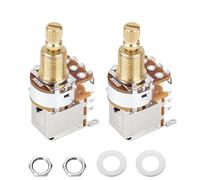 Banworks Full Brass B500K Imperial 3/8" Thread Push Push Guitar Pots 18-Spline Split Long Shaft (18mm Length) Linear Taper Potentiometer for Fender Strat/Tele Gibson Les Paul LP/SG PRS 2Pcs JT/XNQ-07