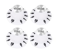 Banworks Guitar Control Knobs Metric 18-Spline 2 Tone 2 Volume Knobs Speed Knobs Aluminum Top Witch Hat Knobs 6mm (15/64") for Epiphone Les Paul SG Electric Guitars 4Pcs JT/XN-14 White + Black Number