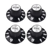 Banworks Guitar Control Knobs Metric 18-Spline 2 Tone 2 Volume Knobs Speed Knobs Aluminum Top Witch Hat Knobs 6mm (15/64") for Epiphone Les Paul SG Style Electric Guitars 4Pcs JT/XN-14 Black