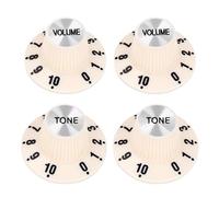Banworks Guitar Control Knobs Metric 18-Spline 2 Tone 2 Volume Knobs Speed Knobs Aluminum Top Witch Hat Knobs 6mm (15/64") for Epiphone Les Paul SG Style Electric Guitars 4Pcs JT/XN-14 Light Cream