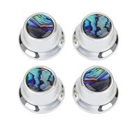 Banworks Guitar Control Knobs Metric Size 18 Spline 2 Volume 2 Tone Control Knobs Abalone Top Hat Knobs for Epiphone Les Paul LP SG Squier Strat ST Style Electric Guitars Pack of 4 JT/XN-18 Chrome