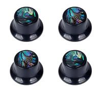Banworks Guitar Control Knobs Metric Size 18 Spline 2 Volume 2 Tone Control Knobs Abalone Top Hat Knobs for Epiphone Les Paul LP SG Squier Strat ST Style Electric Guitars Pack of 4 JT/XN-18 Black
