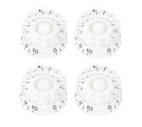 Banworks Guitar Control Knobs Metric Size 18 Spline 2 Volume 2 Tone Control Knobs Knurled Top Hat Knobs for Epiphone Les Paul LP SG Style Electric Guitars Pack of 4 JT/XN-10 White