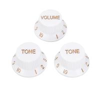 Banworks Imperial 24-Spline Electric Guitar Control Knobs 2 Tone and 1 Volume Knobs 6mm (15/64") Speed Knobs Top Hat for Fender Strat ST Electric Guitars Pack of 3 JT/XN-06 White with Golden Number