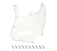 Banworks Jazz Bass Pickguard 3 Ply 10-Hole J Bass JB Scratch Plate for USA/Mexican Modern Style Fender Jazz Bass JT/HB-11 Vintage White