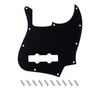 Banworks Jazz Bass Pickguard 3 Ply 10-Hole J Bass JB Scratch Plate for USA/Mexican Modern Style Fender Jazz Bass JT/HB-11 Black