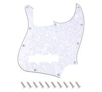 Banworks Jazz Bass Pickguard 4 Ply 10-Hole J Bass JB Scratch Plate for USA/Mexican Modern Style Fender Jazz Bass JT/HB-11 White Pearl
