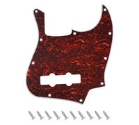 Banworks Jazz Bass Pickguard 4 Ply 10-Hole J Bass JB Scratch Plate for USA/Mexican Modern Style Fender Jazz Bass JT/HB-11 Red Tortoiseshell