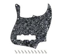 Banworks Jazz Bass Pickguard 4 Ply 10-Hole J Bass JB Scratch Plate for USA/Mexican Modern Style Fender Jazz Bass JT/HB-11 Black Pearl