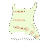 Banworks Loaded ST SSS Pickguard Vintage F '60s Tones Prewired Pickguard | 3-Ply with Staggered Alnico 5 SSS Single Coil Pickups for Fender Stratocaster Strat ST Electric Guitar JT/HBZC-01 Mint Green