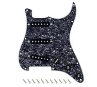 Banworks Loaded ST SSS Pickguard Vintage F '60s Tones Prewired Pickguard | 4-Ply with Staggered Alnico 5 SSS Single Coil Pickups for Fender Stratocaster Strat ST Guitars JT/HBZC-01 Black Pearl