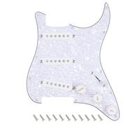 Banworks Loaded ST SSS Pickguard Vintage F '60s Tones Prewired Pickguard | 4-Ply with Staggered Alnico 5 SSS Single Coil Pickups for Fender Stratocaster Strat ST Guitars JT/HBZC-01 White Pearl