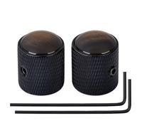 Banworks Metal Guitar Bass Control Knobs Metric 6 mm Speed Knob Dome Amber Shell Top Knobs Hat for Squier Telecaster Tele Super Strat ST Electric Guitars Bass Pack of 2 JT/XN-17 Black