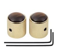 Banworks Metal Guitar Bass Control Knobs Metric 6 mm Speed Knob Dome Amber Shell Top Knobs Hat for Squier Telecaster Tele Super Strat ST Electric Guitars Bass Pack of 2 JT/XN-17 Golden