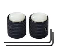 Banworks Metal Guitar Bass Control Knobs Metric 6 mm Speed Knob Dome White Shell Top Knobs Hat for Squier Telecaster Tele Super Strat ST Electric Guitars Bass Pack of 2 JT/XN-17 Black
