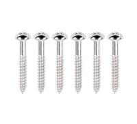 Banworks Metric 3.5x27.6mm M3.5 Electric Guitar Vintage 6-point Tremolo Bridge Mounting Screws Non-Countersunk Screws Accessories for Squier Stratocaster Strat ST Style Guitars 6Pcs JT/QQLS-03 Chrome