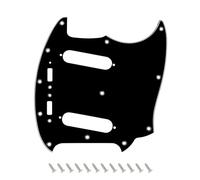 Banworks Mustang Pickguard 3-Ply 12-Hole Mustang SS Scratch Plate Fits USA Fender Mustang Performance Series JT/HB-40 Black