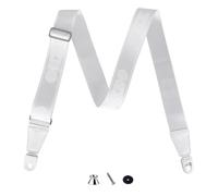 Banworks Quick Release Clip On Electric Guitar Shoulder Strap, 50mm Wide 2mm Thick Nylon Guitar Strap with Genuine Leather End for Electric/Bass Guitar, Acoustic Guitar, Ukulele JT/BD-01 White