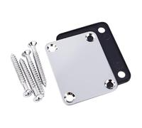 Banworks Rectangle Metal Guitar Neck Plate Neck Joint Mounting Plate | Electric Guitar Neck Reinforcement Plate 4 Holes for Fender Strat ST Tele Guitar Bass JT/JQB-01 Chrome