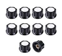 Banworks Rotary Knob Potentiometer Volume Control 6.35mm (0.25") Round Inner Hole Diameter Replacement for Effect Pedal Amplifier Encoder Pack of 10 JT/XNM-06 Black