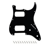 Banworks ST HH Pickguard with Round Corner Open Humbucker & 2-Pot Cutout | 3-Ply 11-Hole Electric Guitar Scratch Plate for Fender Squier Stratocaster Strat ST JT/HB-32 Black