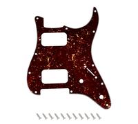 Banworks ST HH Pickguard with Round Corner Open Humbucker & 2-Pot Cutout | 4-Ply 11-Hole Electric Guitar Scratch Plate for Fender Squier Stratocaster Strat ST JT/HB-32 Dark Brown Tortoiseshell