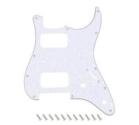 Banworks ST HH Pickguard with Round Corner Open Humbucker & 2-Pot Cutout | 4-Ply 11-Hole Electric Guitar Scratch Plate for Fender Squier Stratocaster Strat ST JT/HB-32 White Pearl