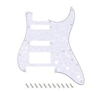 Banworks ST HSS Pickguard with Square Corner Humbucker and FR Bridge Cutout | Fits Covered & Open Humbuckers, 4-Ply 11-Hole Electric Guitar Scratch Plate for USA/Mexican Fender Strat JT/HB-47 White Pearl