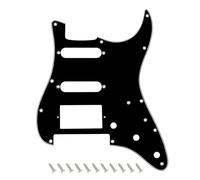 Banworks ST HSS Pickguard with Square Corner Humbucker and FR Bridge Cutout | Fits Covered & Uncovered Humbuckers 3-Ply 11-Hole Electric Guitar Scratch Plate for USA/Mexican Fender Strat JT/HB-47 Black