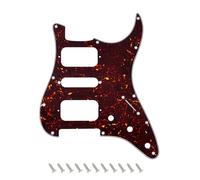 Banworks Strat HSH Pickguard with Round Corner Open Humbucker Cutout, 4-Ply 11-Hole Strat Scratch Plate for USA/Mexican Fender Standard Stratocaster Strat ST JT/HB-34 Dark Brown Tortoiseshell