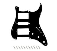 Banworks Strat HSH Pickguard with Square Corner Humbucker Cutout, Fits Covered & Uncovered Humbuckers, 3-Ply 11-Hole Strat Scratch Plate for USA/Mexican Fender Standard Strat ST JT/HB-35 Black