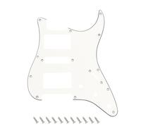 Banworks Strat HSH Pickguard with Square Corner Humbucker Cutout, Fits Covered & Uncovered Humbuckers, 3-Ply 11-Hole Strat Scratch Plate for USA/Mexican Fender Standard Strat JT/HB-35 Vintage White