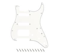 Banworks Strat HSS Pickguard with 2-Screw Round Corner Open Humbucker Cutout, 3-Ply 11-Hole Strat Scratch Plate for USA/Mexican Fender Stratocaster Strat ST JT/HB-44 Vintage White